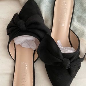 Faux suede size 7 slip on mules